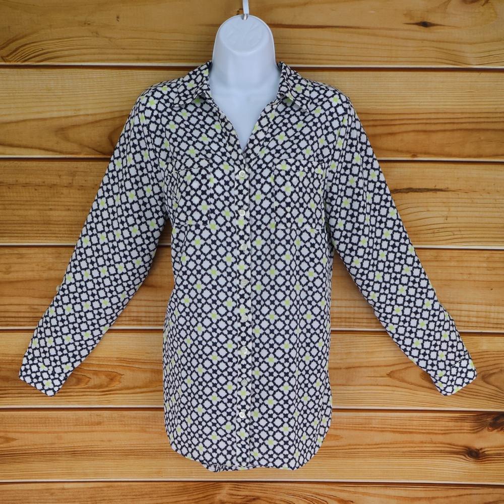 Christopher & Banks Button Up Blouse‎ Womens M Multicolor Geometric Lightweight